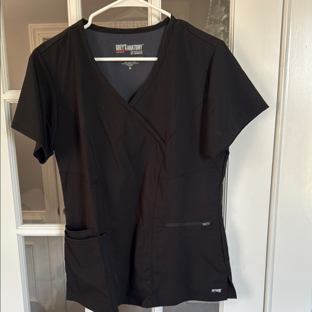 Grey's Anatomy Black Wrap Tee Short Sleeve